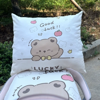 Leather Waterproof Lumbar Support, Electric car rear backrest - universal-backrest-pillow-good-luck-bear-345cm29cm-as-shown-in-the-picture