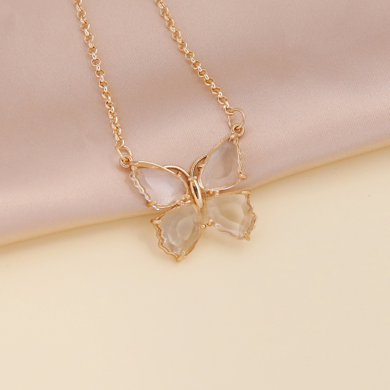 Fashion multicolor zircon butterfly copper necklace earring