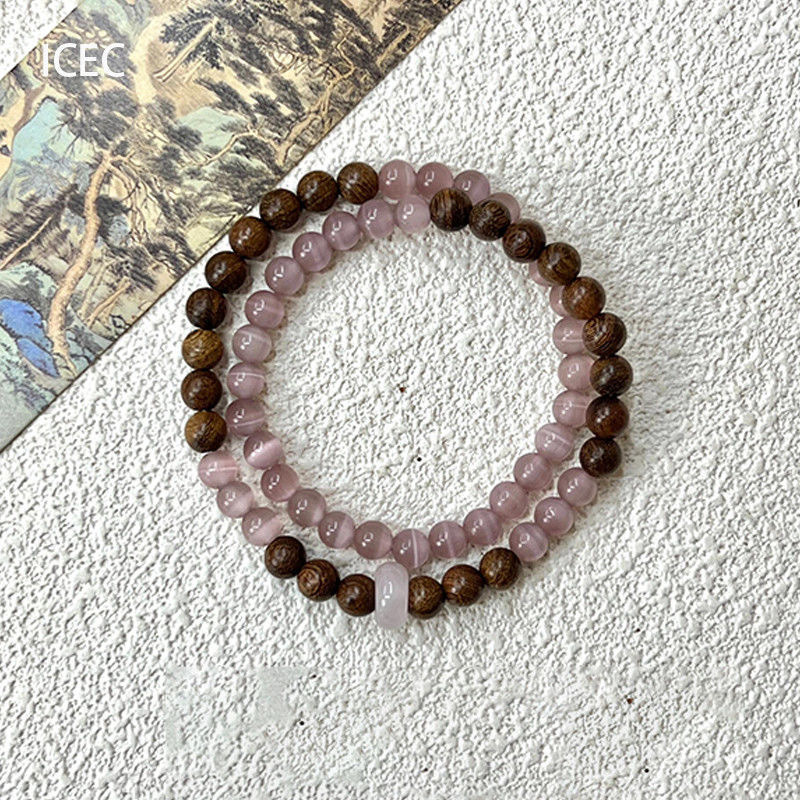 Exquisite Pink Firefly Bead Bracelet Vintage Double Layer Style_voghion.com