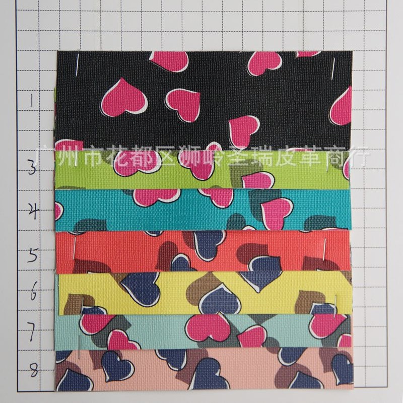 人造革 PVC印刷图案箱包手装皮革 心心相印SR-1559