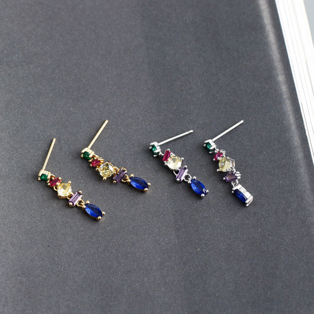 Elegant Geometric Sterling Silver Plating Zircon Drop Earrings 1 Pair