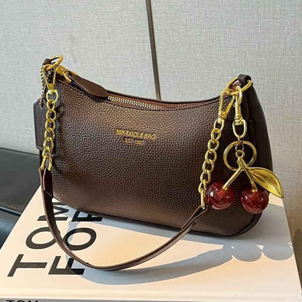Chain Underarm Bag 2026 Summer New Vintage Women's Shoulder Bag Niche High-End Lychee Pattern Commuter Women's Bag