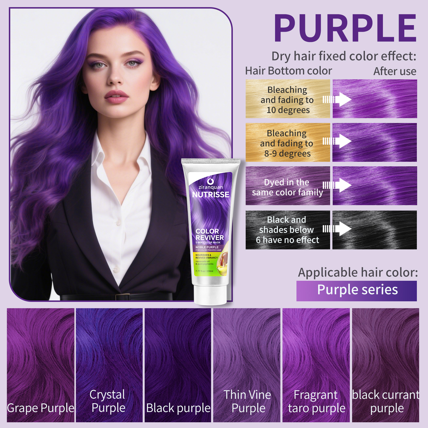 Purple hair mask, 230 ml, color fix