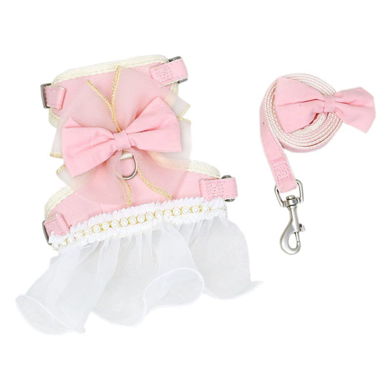 Кошка нагрудный ремень собака Тяговая Веревка платье принцессы шифоновое кружево Жемчужная Фея домашняя кошка прогулочная веревка с защитой от разрыва