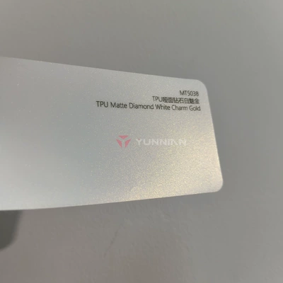 Auto Color Change Film — factory wholesale, cross-border direct sales - tpu-diamond-white-charming-gold-matte-finish-15215m