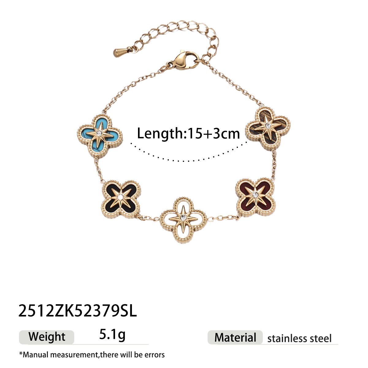 TENA Europa y los Estados Unidos pulsera de acero inoxidable lujo ligero nicho flores de cuatro hojas amor pulsera de acero de titanio para mujeres no desvanecerse