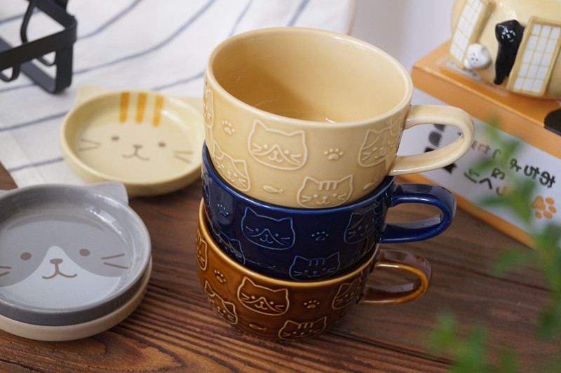 Japan Hapi CAT Mack Cup con tapa suave gatito taza de café desayuno taza de leche taza de agua