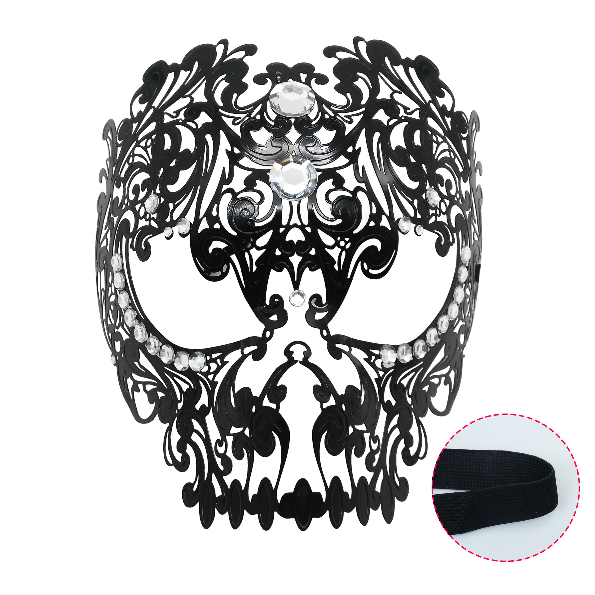 Transfronterizos para máscaras de diamantes de hierro forjado, máscaras de perforación de punto para hombres, máscaras de baile de maquillaje para adultos, máscaras de metal de carnaval