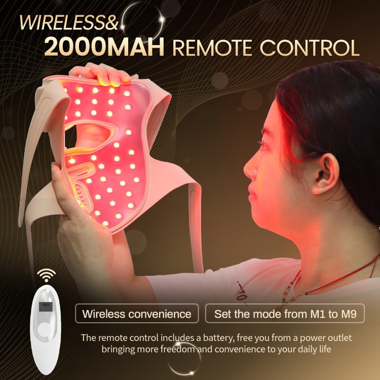 FDA510K transfronterizo nueva máscara de belleza de fotones inalámbrica 3D para blanquear y rejuvenecer la piel para el hogar, luz de hilera grande, luz de 9 colores