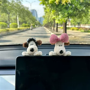 Car interior decorations, trendy plush dog figurines, screen-mounted center console decorations, cute car ornaments, plush toys