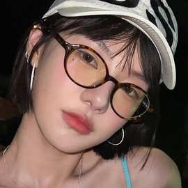 爆款网红同款书呆子TR玳瑁色小框眼镜框复古椭圆眼镜高级感太阳镜
