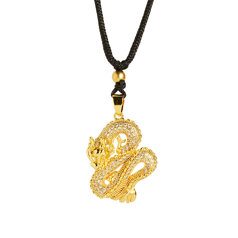 Antiguo patrimonio joyería Panlong collar Vietnam arena oro Diamante Negro cuerda adornos unisex a largo plazo no se desvanece suministro