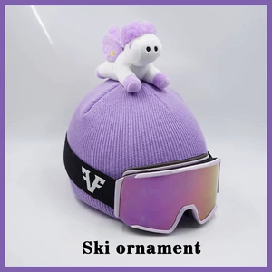 Cartoon Purple Unicorn Ski Hat with Helmet Cover Plush