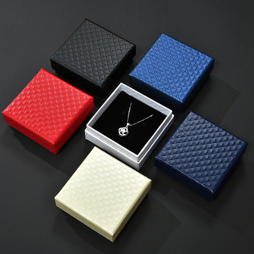 New diamond pattern jewelry packaging box wholesale creative ring earrings pendant watch box heaven and earth cover gift box