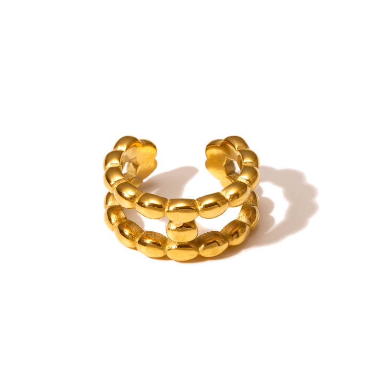 12g Weight PVD Coated Gold Plating Process Real Gold Plated Plating Material Open Rings Classification One Size Ring Size 1 Piece Quantity Holiday, Daily Occasion 304 Stainless Steel Material Geometric Pattern Women's Gender Retro Style Wholesale Jewelry Retro Geometric 304 Stainless Steel 18K Gold Plated Open Rings 7