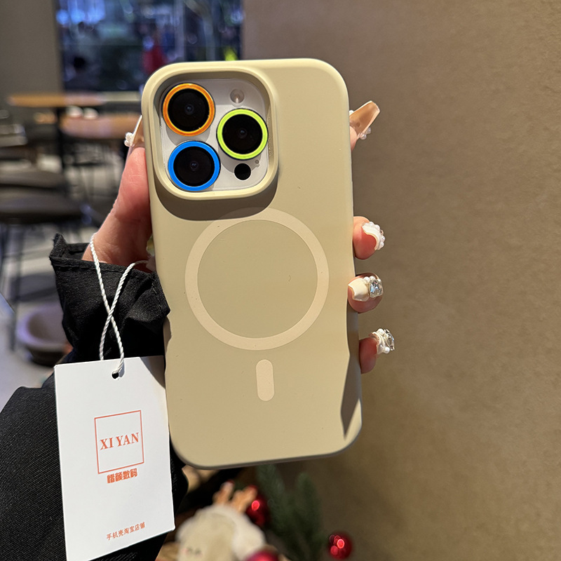 iphone16promax 携帯電話ケース液体レンズ保護 Apple 15Pro 強力な磁気携帯電話ケース ins スタイルソリッドカラー 14PM 落下防止保護ケースハイエンド 13Pro カップルケースに適しています|undefined