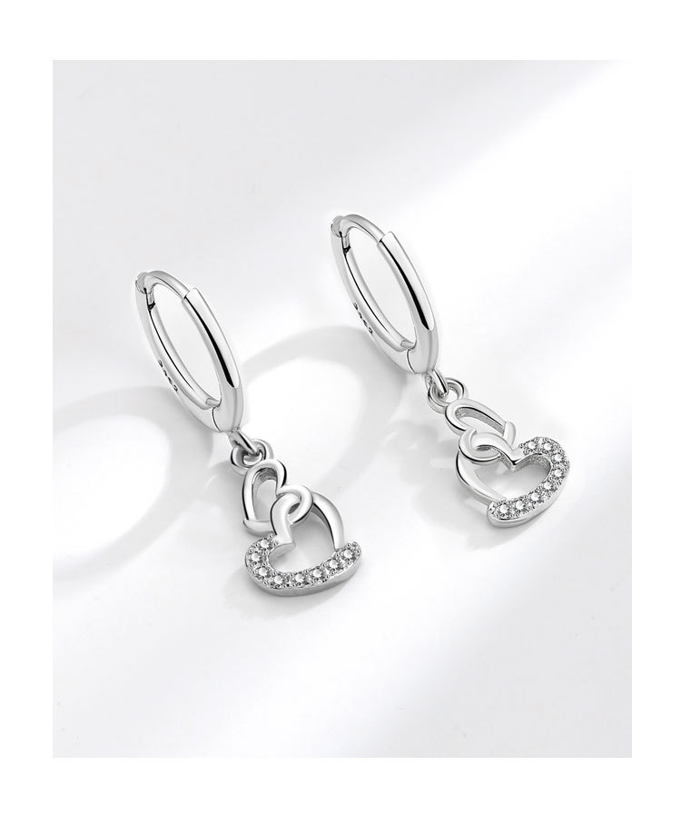 Elegant Simple Style Heart Shape Copper Plating Zircon Drop Earrings 1 Pair display picture 9