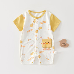 嬰兒連體衣短袖夏季薄款新生嬰幼兒衣服男女寶寶睡衣外出哈衣爬服