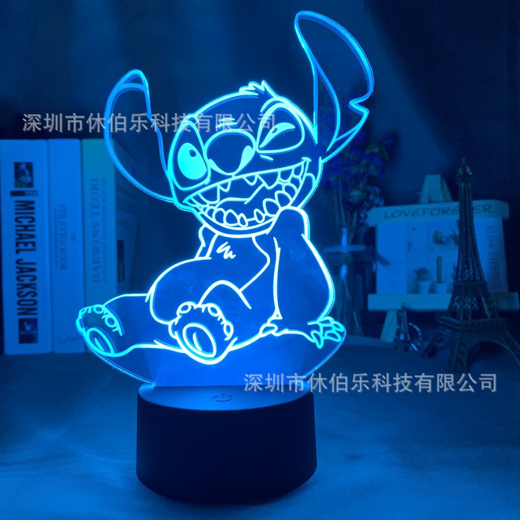 Stitch 3D noche luz colorida táctil control remoto nuevo creativo USB dormitorio escritorio atmósfera lámpara de mesa LED regalo