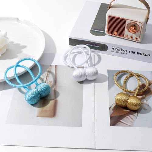 Factory wholesale curtain hooks without drilling magnetic suction curtain ties headset style curtain magnetic fasteners binding ropes accessories