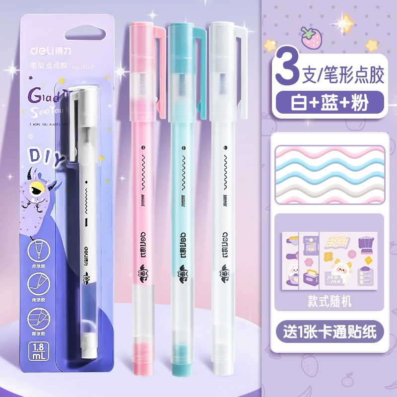 Карандаш-наклейка Dot Adhesive Pen (deli) — без следа, быстро сохнущий клей для планировщиков и рукоделия