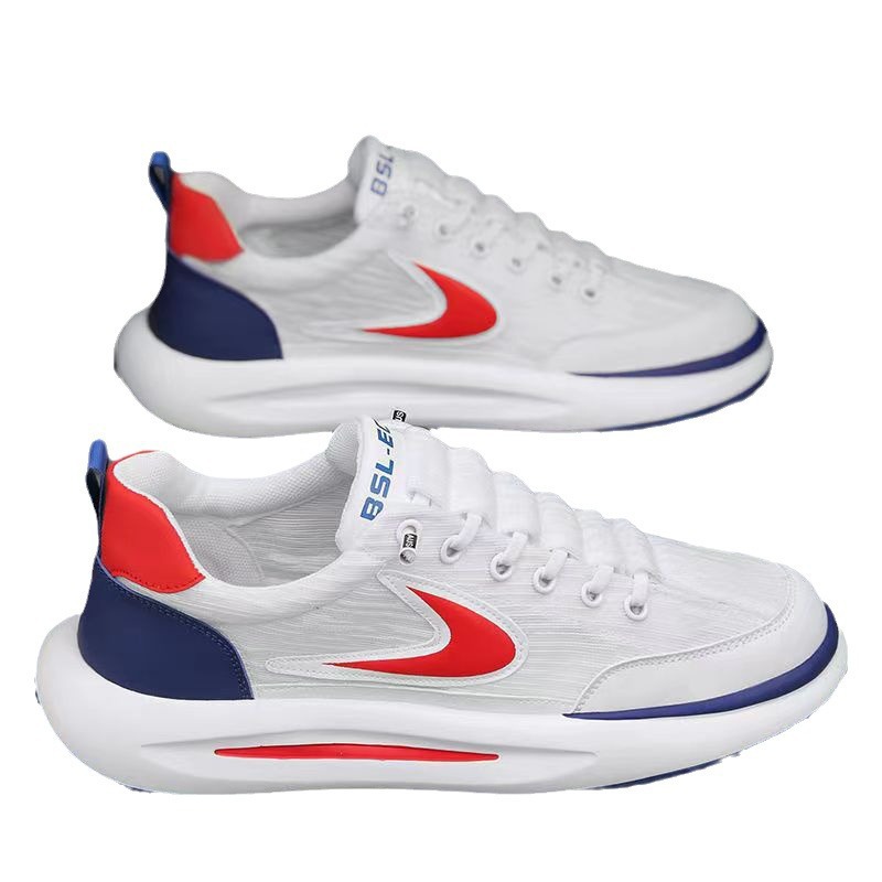 Zapatos de hombre primavera nuevo calzado deportivo ligero y cómodo moda casual superficie suave suela blanda suela gruesa todo fósforo zapatos blancos zapatos de moda