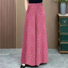 200斤胖mm妈妈夏季新款阔腿裤松紧高腰洋气印花超大码女装长裤