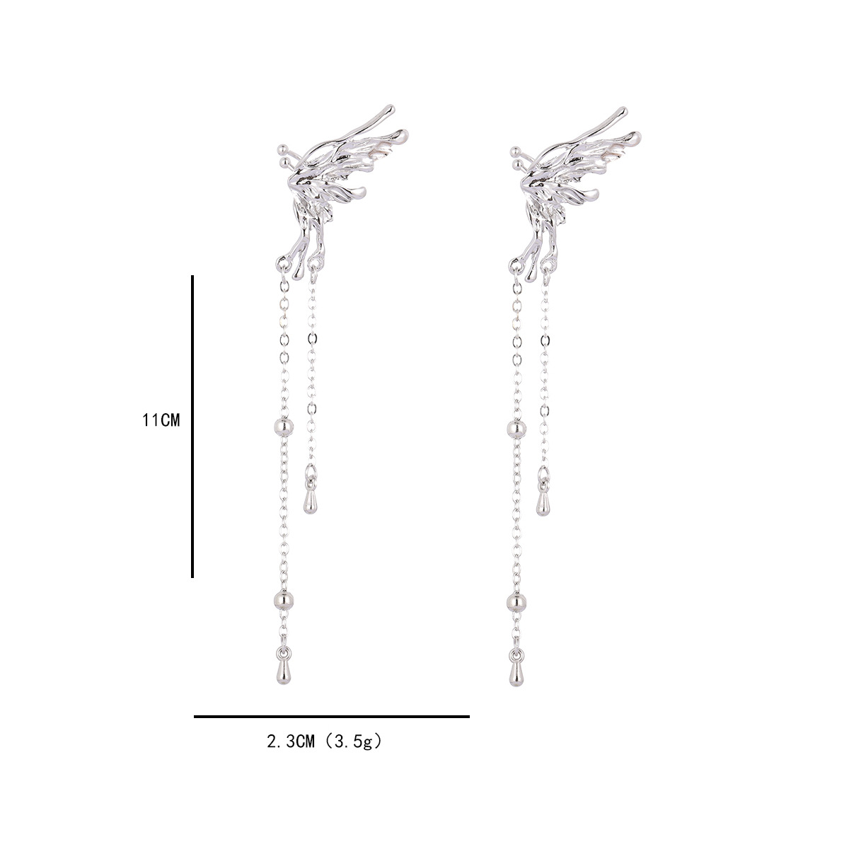 Mariposa europea y americana borla oreja clip de hueso pendientes de una pieza fría de alta gama única cara pequeña oreja clip nicho diseño femenino