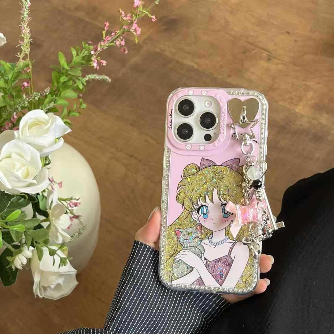 Girl ins puntiagudo gato kt para iphone14 nueva funda para teléfono móvil 16ProMax 13 Apple 15 colgante 16P