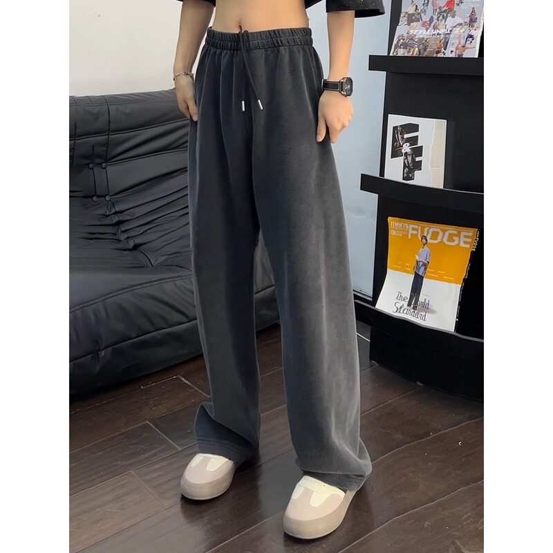 American Retro Trendy Brand Versatile Washed Heavy Sweatpants Men's Autumn Wide-Leg Pants Loose Bf Lazy Style Straight Pants American Retro Trendy Brand Versatile Washed Heavy Sweatpants Men's Autumn Wide-Leg Pants Loose Bf Lazy Style Straight Pants