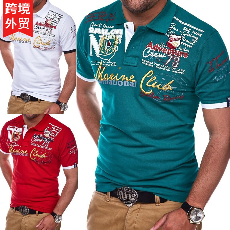 Cross-border European and American foreign trade men's fashion personality short sleeve Polo shirt men's 3D digital printing T-shirt a generation of hair
