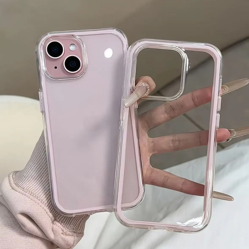 适用苹果16ProMax手机壳二合一纯色边框透明iPhone15防摔14软壳11|undefined
