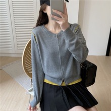 设计感小众拼接假两件针织衫女2025新款春秋女装韩系穿搭休闲上衣