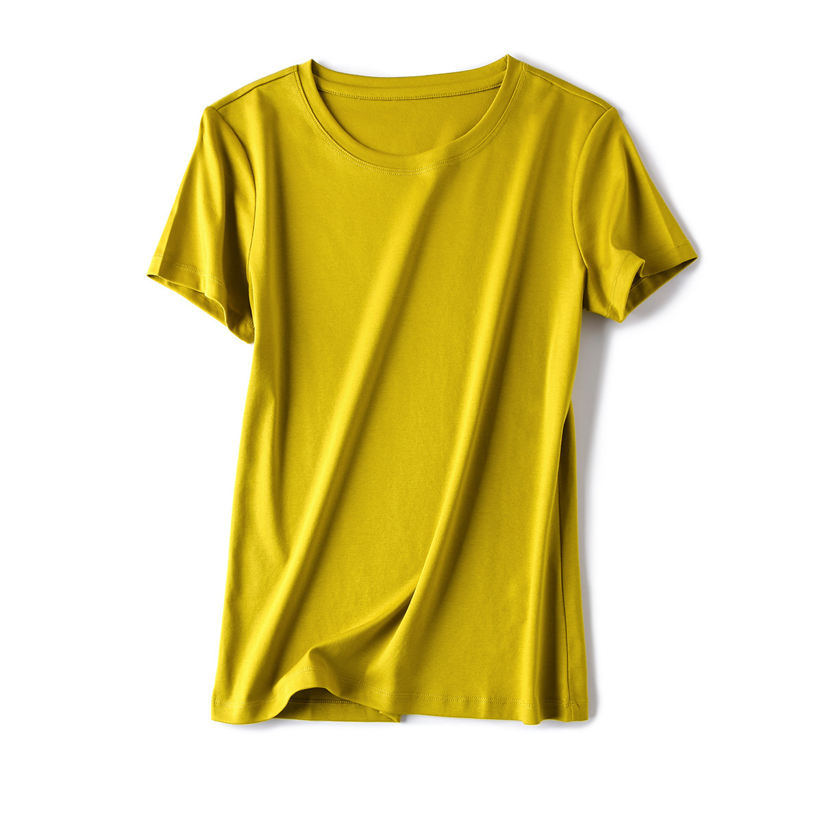 メーカースポット2024夏80本両面シルク綿tシャツ女園vネック半袖純色綿半袖tシャツ