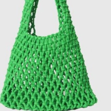 Hollow-out solid color shoulder bag, forest-style casual tote bag, mesh underarm bag, fashionable Korean-style casual bag