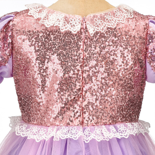 European and American foreign trade children's dress Long Hair Princess Sofia Leopold Purple Dress One-piece dropshipping AliExpress