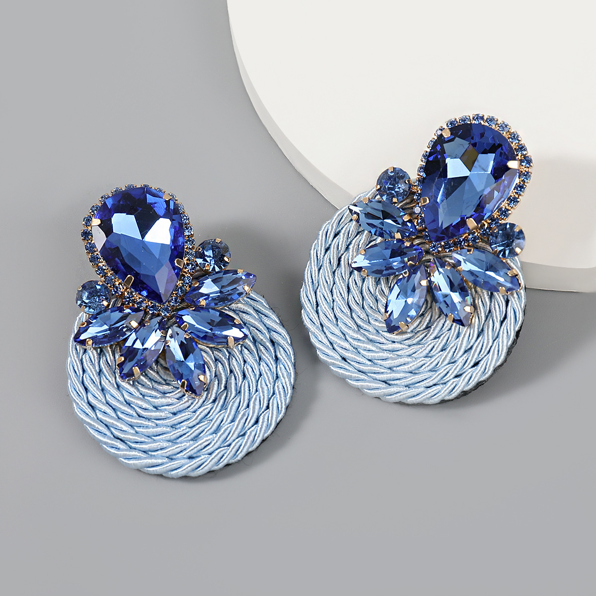 30g Weight Iron Ear Needle Material Rhinestones, Glass Inlay Material Ear Studs Classification 1 Pair Quantity Holiday, Party Occasion Polyester, Glass Material Color Block Pattern Unisex Gender Braid Design Ethnic Style, Shiny Style 1 Pair Ethnic Style Shiny Color Block Braid Polyester Glass Rhinestones Glass Ear Studs 6