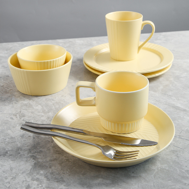 Vajilla de cerámica en relieve de campo de trigo creativo ins Vajilla para el hogar transfronteriza nórdica Tazón de arroz de cerámica Vajilla