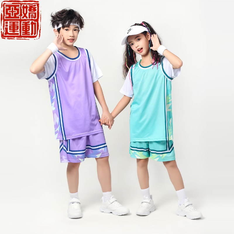 Children's Basketball Suit suit Boys Printed Primary School Students Short Sleeve Sports Game Suit Girls Football Training Jersey