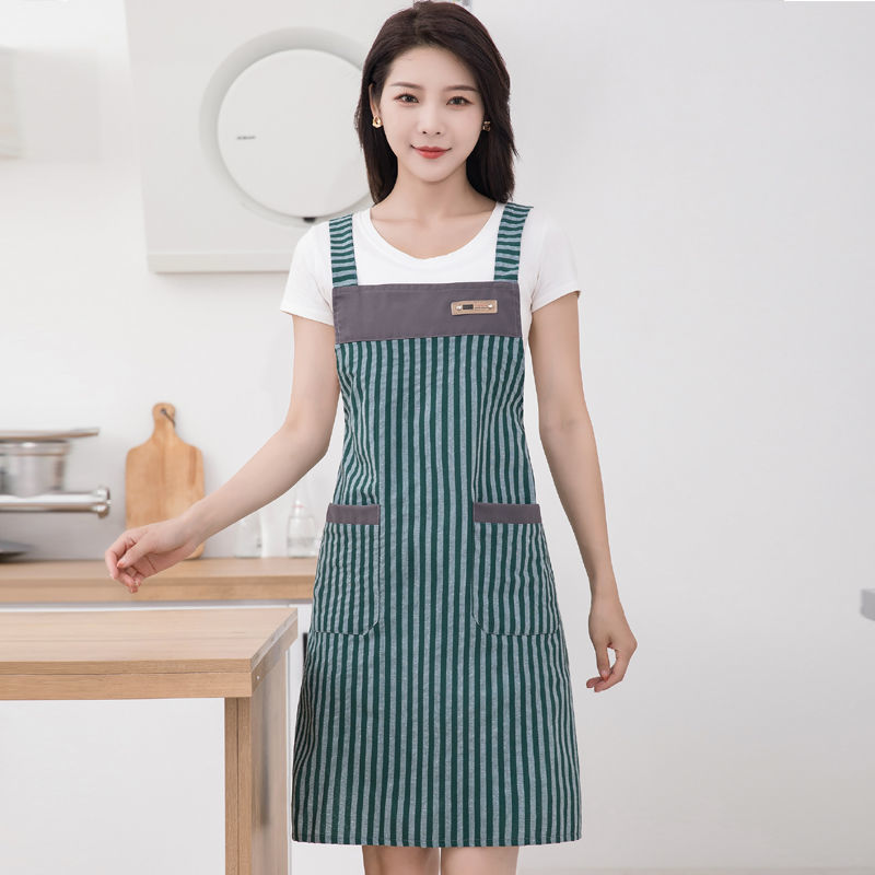 스트라이프 패션 서스펜더 앞치마 [그린]