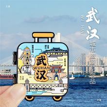 武汉文创纪念品冰箱贴流沙黄鹤楼樱花金属2025新款创意伴手礼手信