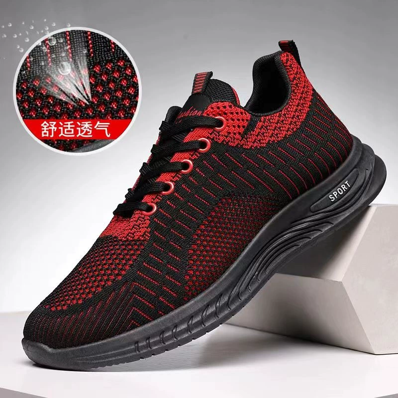 Новые летающие тканые повседневные кроссовки, мужские Модные трендовые корейские кроссовки с мягким дном, сетчатая дышащая обувь для внешней торговли оптом