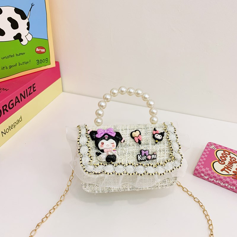 Niñas lindas bolsas de mano de perlas de princesa cadenas extranjeras bolsas de cinturón para niños bolsas de hombro de cambio de dibujos animados para niñas