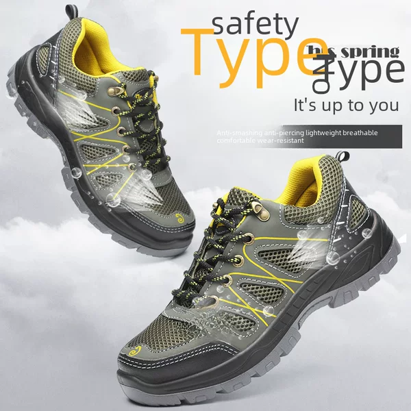 Wholesale Labor Protection Shoes, Fashionable Breathable Mesh, Anti-Smash, Anti-Puncture, Steel Toe Caps, Wear-Resistant Protective Safety Shoes, Work Safety Shoes