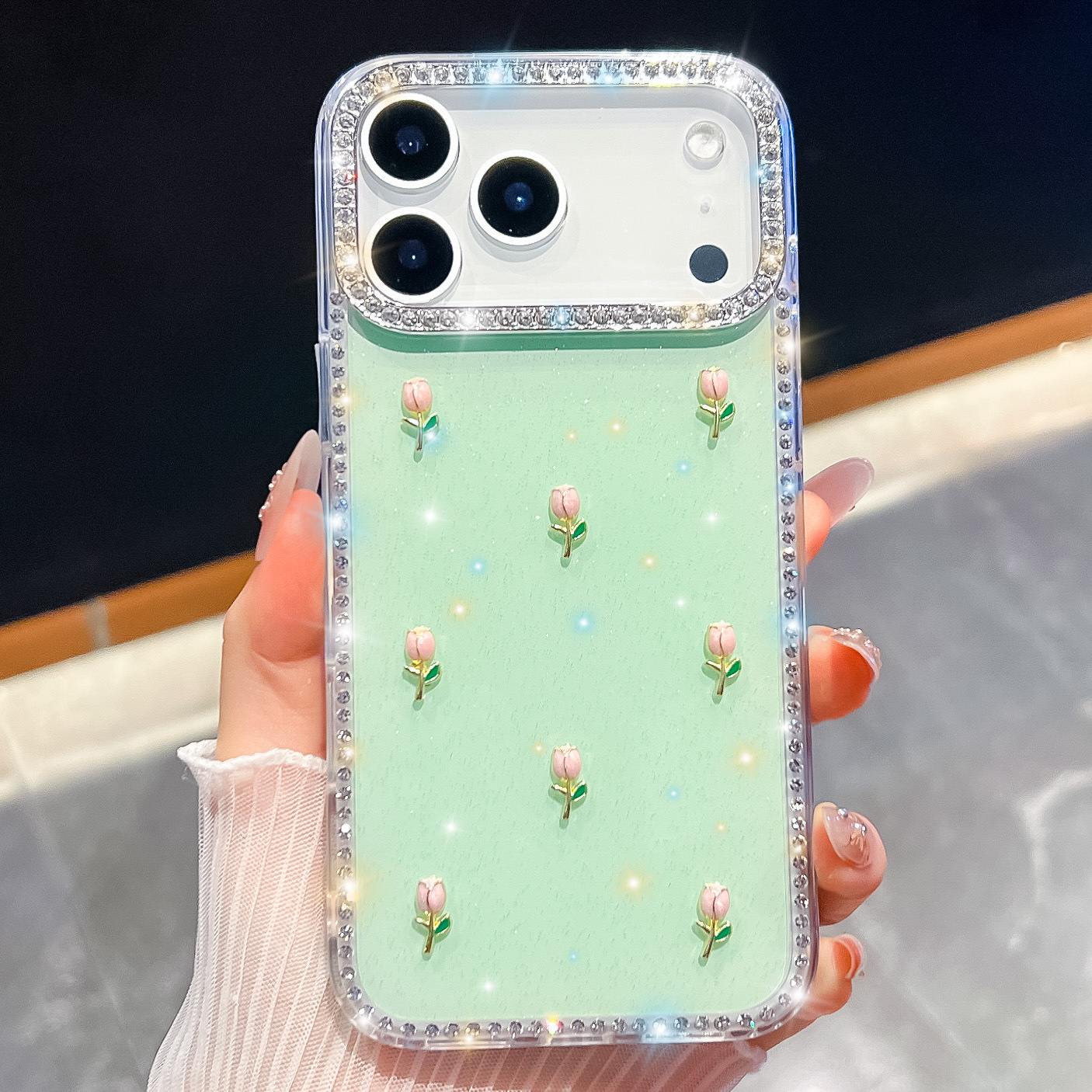花朵闪钻新款适用苹果17promax手机壳iphone16防摔奢华闪粉保护套 - 10