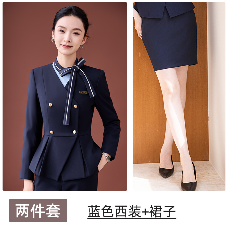 职业套装女长袖时尚气质女神范美容师酒店前台接待金店售楼部工装|undefined