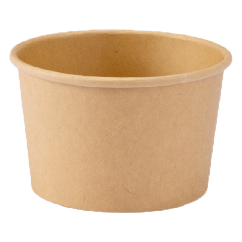 Disposable Kraft paper bowl soup bucket with lid thickened round takeaway packing Cup high temperature resistant roasted pear packing box