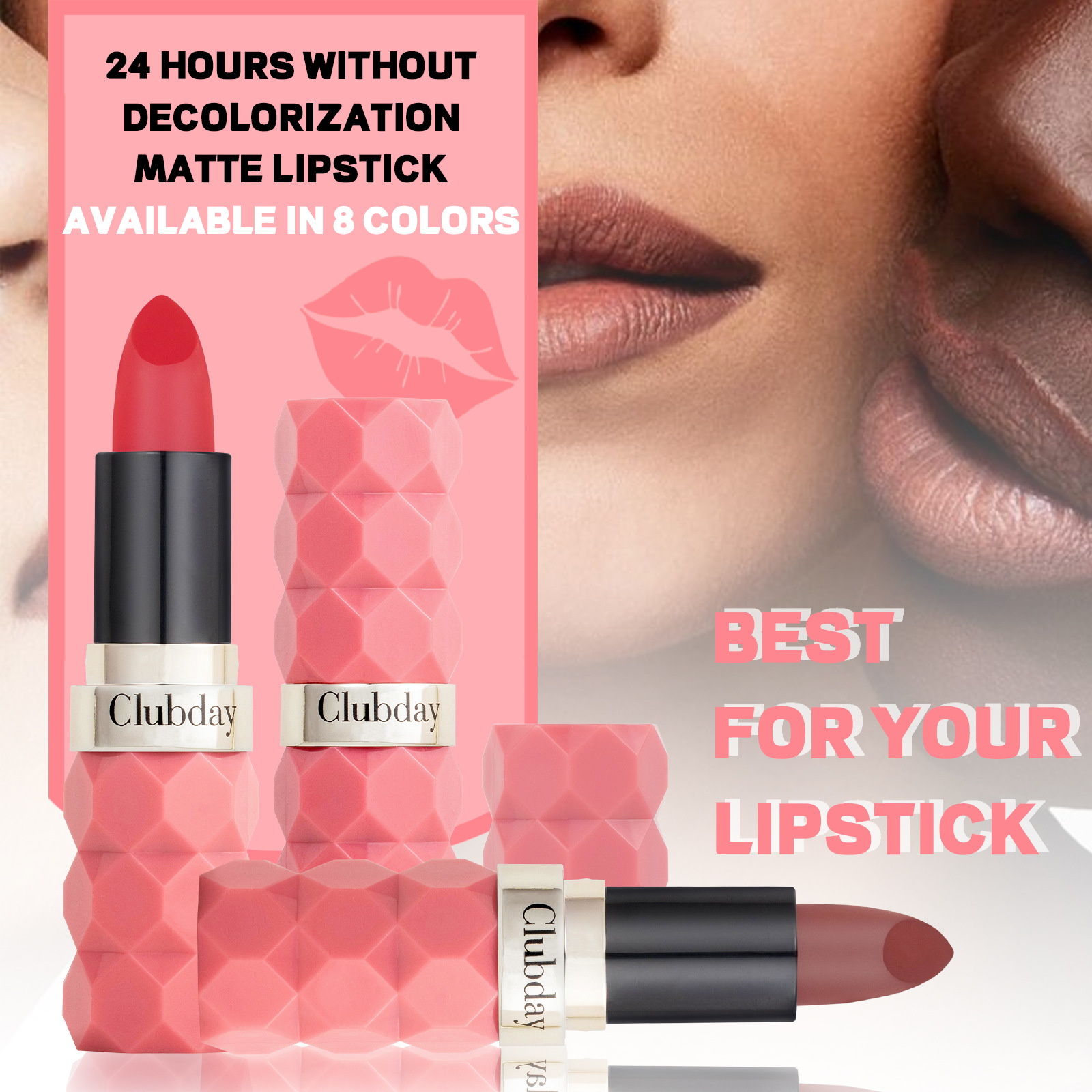 Clubday diamond-cut matte lipstick, non-fading and non-sticky velvet 8-color matte lipstick undefined