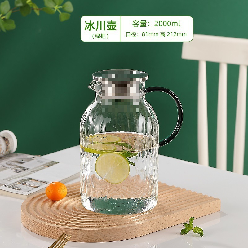 tetera de agua fría de vidrio tetera de agua fría doméstica resistente a altas temperaturas taza de agua fría resistente al calor a prueba de explosiones de gran capacidad tetera de té abierta fría image 13