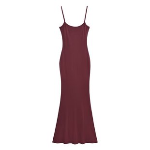 European and American hot girl sexy U-collar tight waist slim mop dress long dress street long dress slimming fishtail